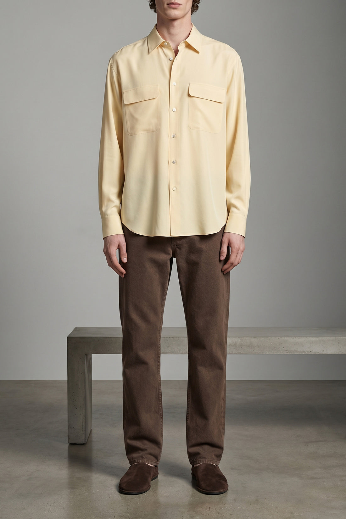 THE ROW XL piou fluid silk shirt