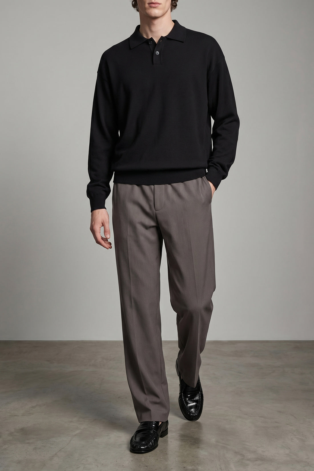 THE ROW L ry top polo shirt in french terry cotton and cashmere