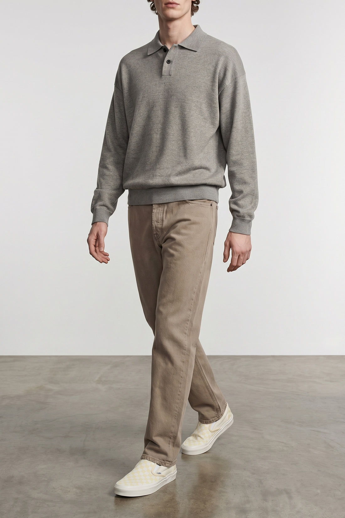 THE ROW XL ry top polo shirt in french terry cotton and cashmere