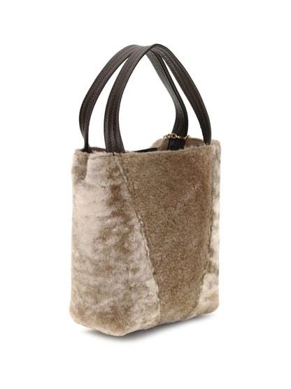CHLOÉ OS shearling small spin tote bag