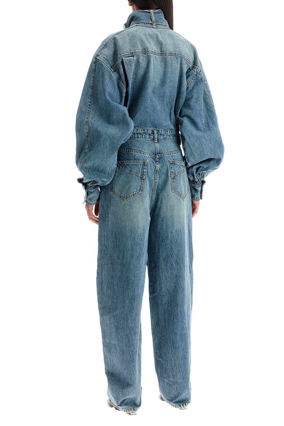 denim illustration overall jumpsuit