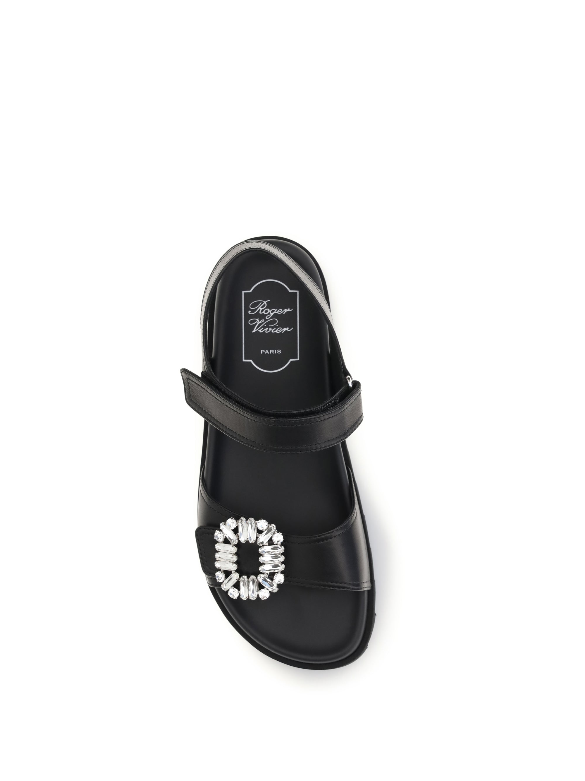leather sandals with crystal buckle