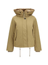 short hooded parka with fur trim
