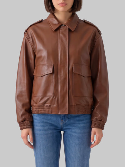 dark copper astra bomber jacket