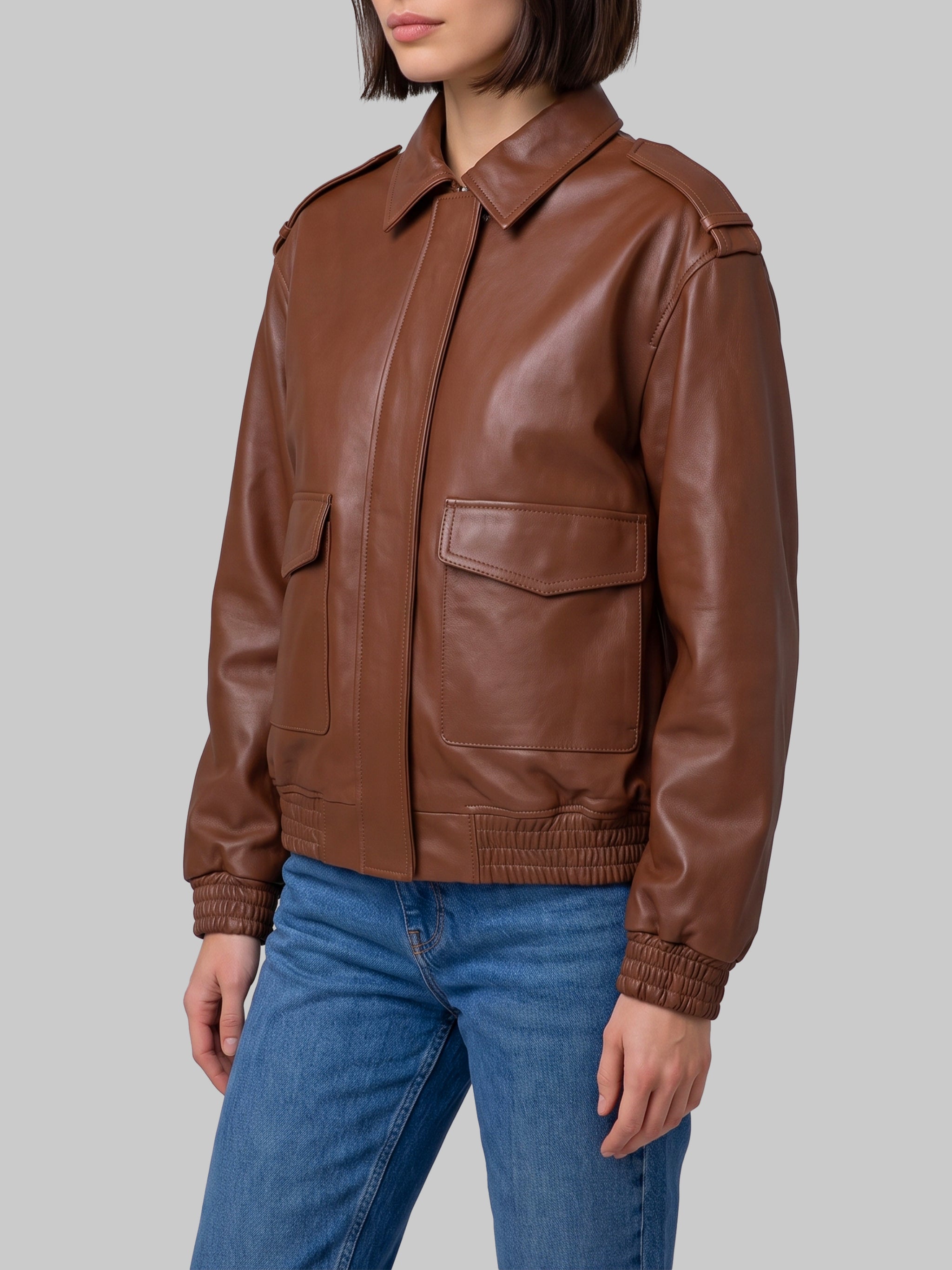 dark copper astra bomber jacket