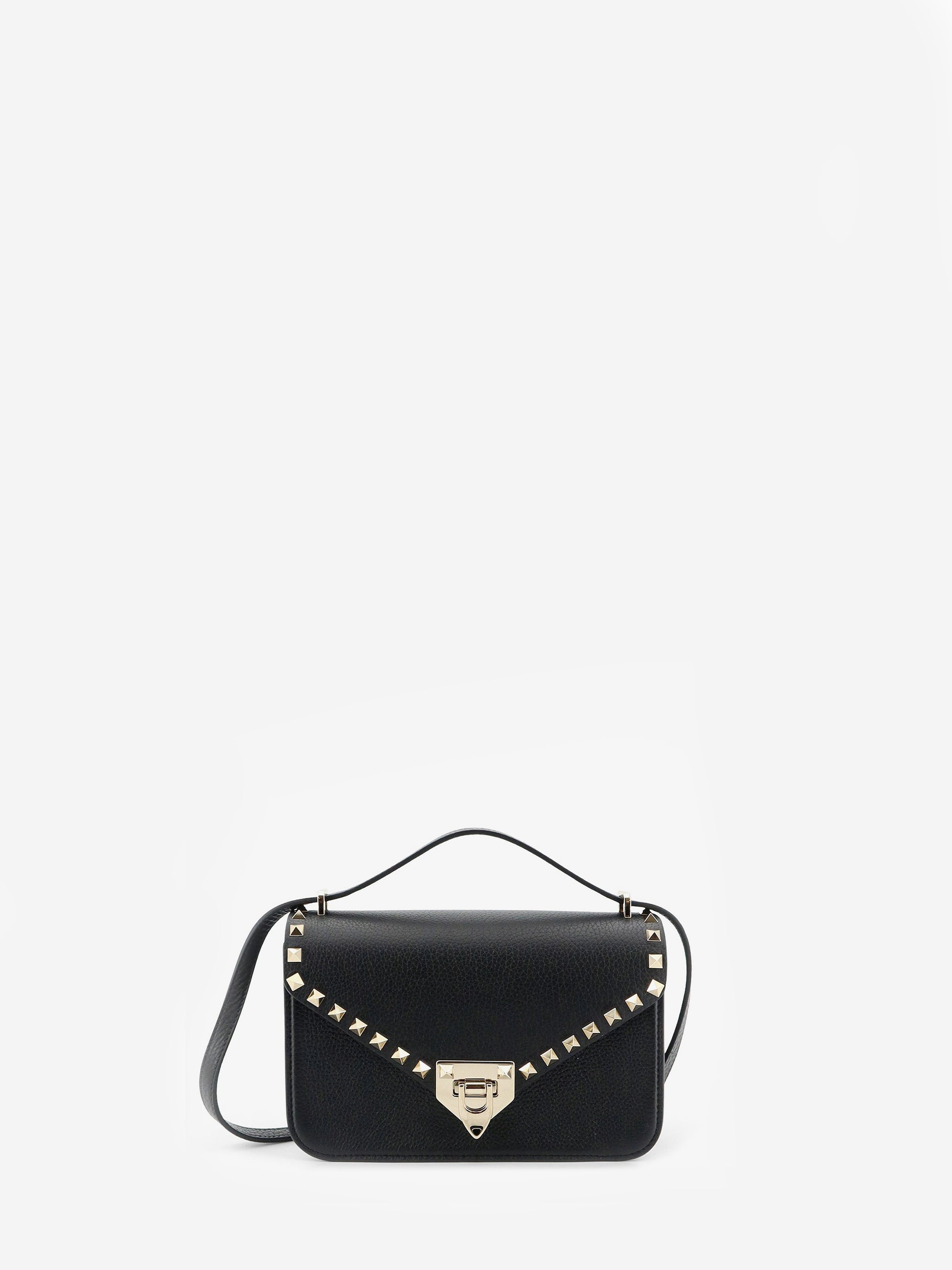 grained calfskin small rockstud crossbody bag