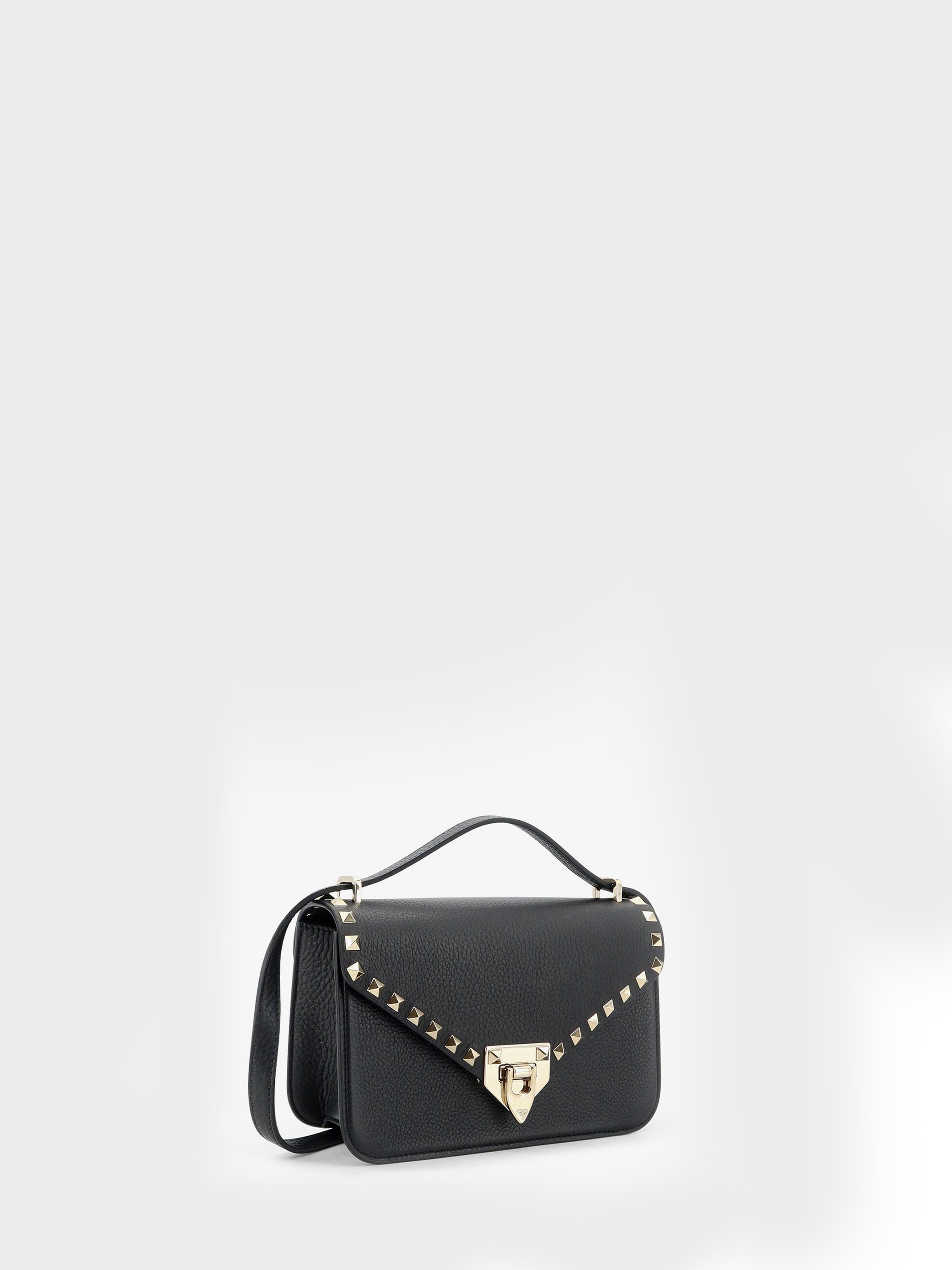 grained calfskin small rockstud crossbody bag