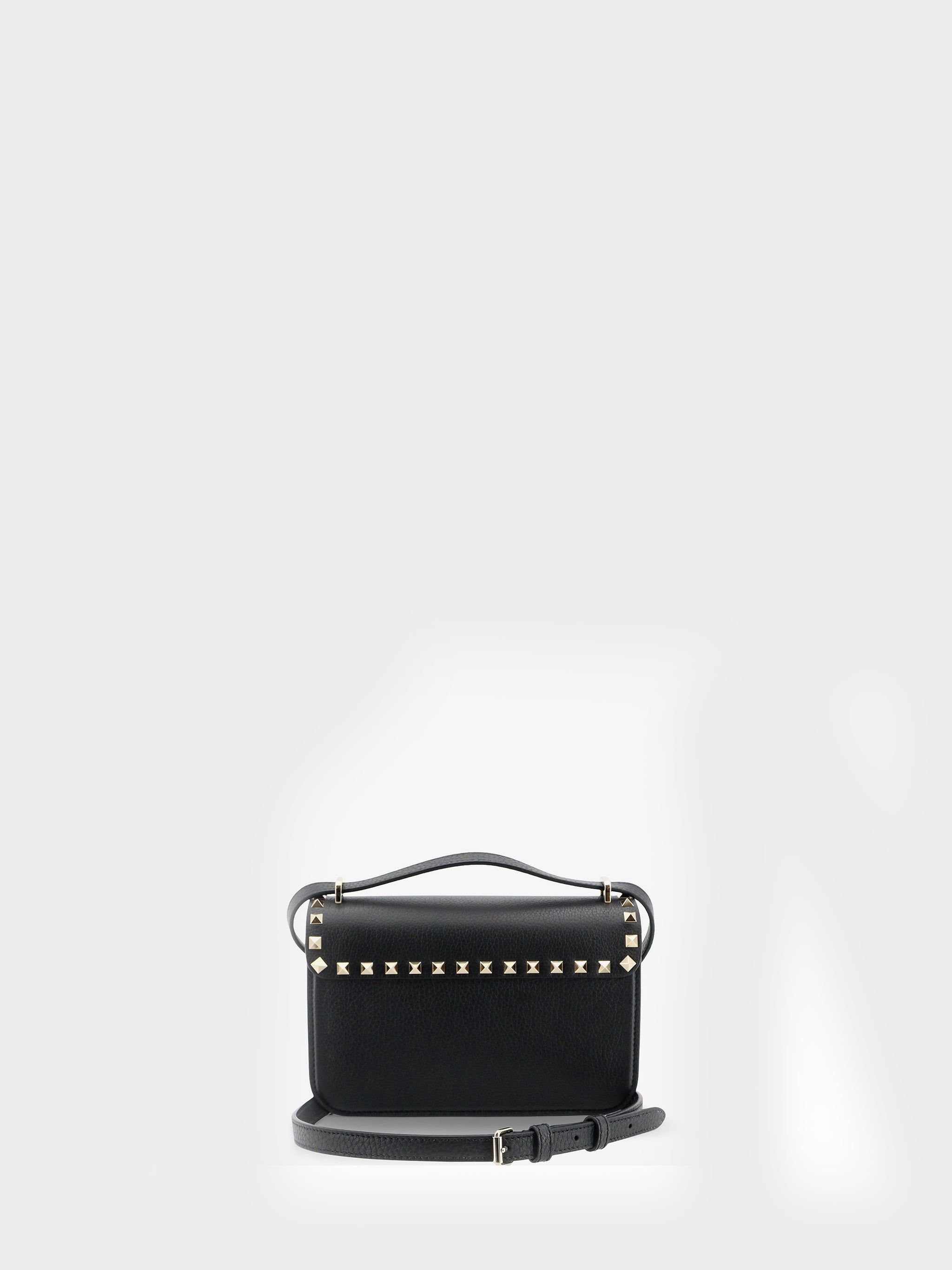 grained calfskin small rockstud crossbody bag