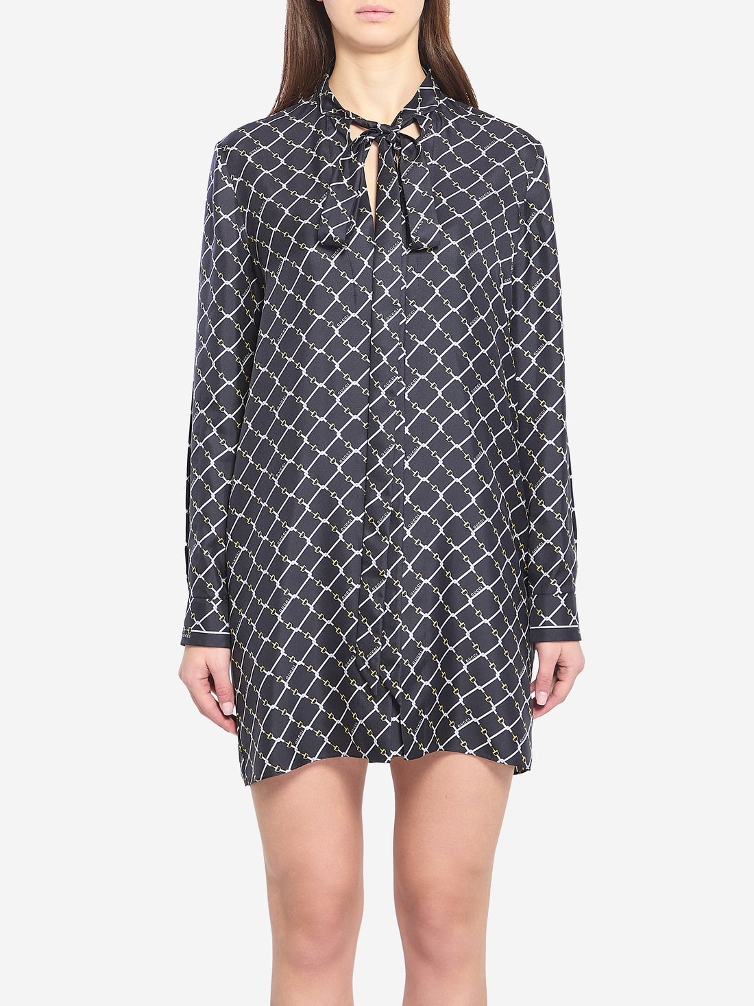 GUCCI 42 printed silk twill dress