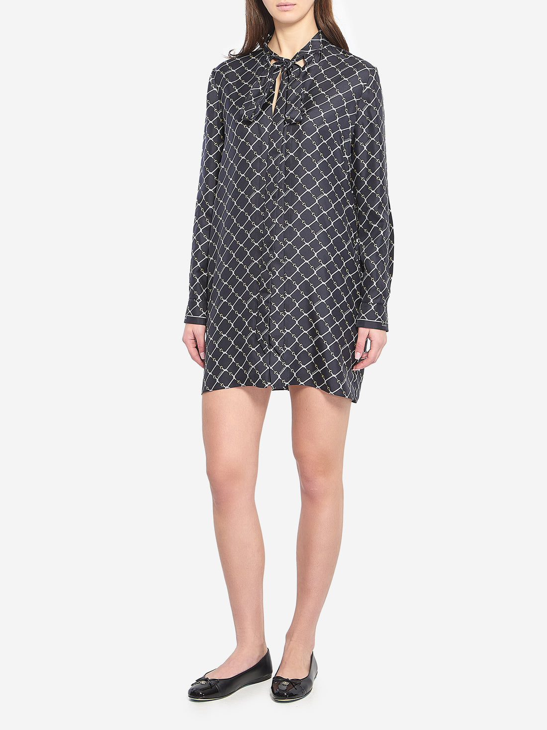 GUCCI 42 printed silk twill dress