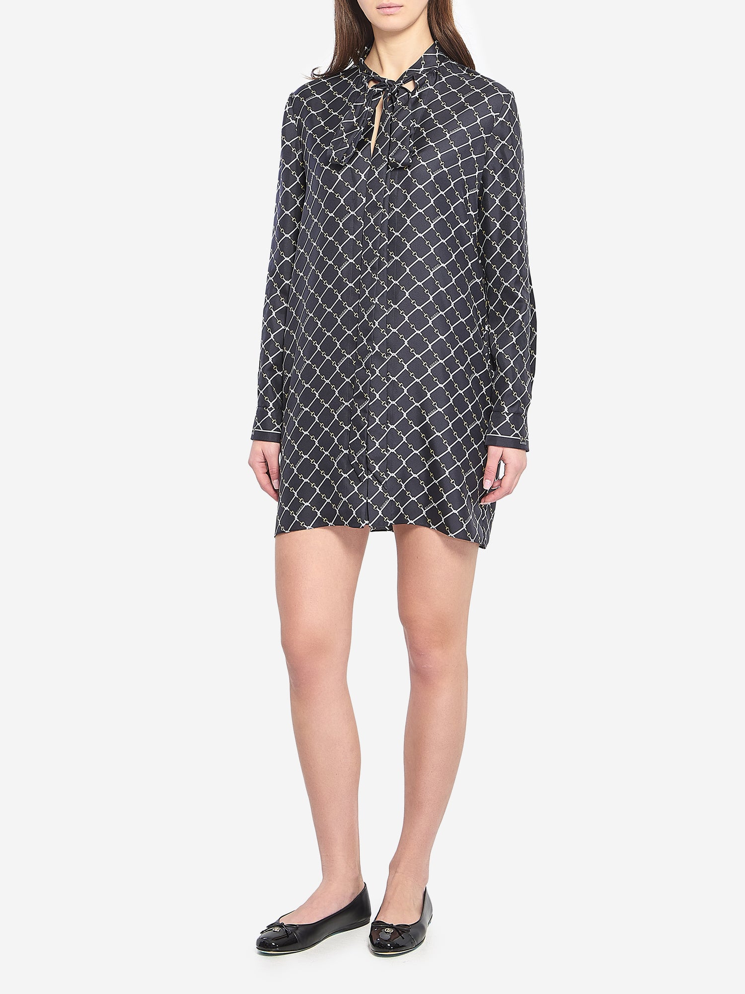 GUCCI 42 printed silk twill dress