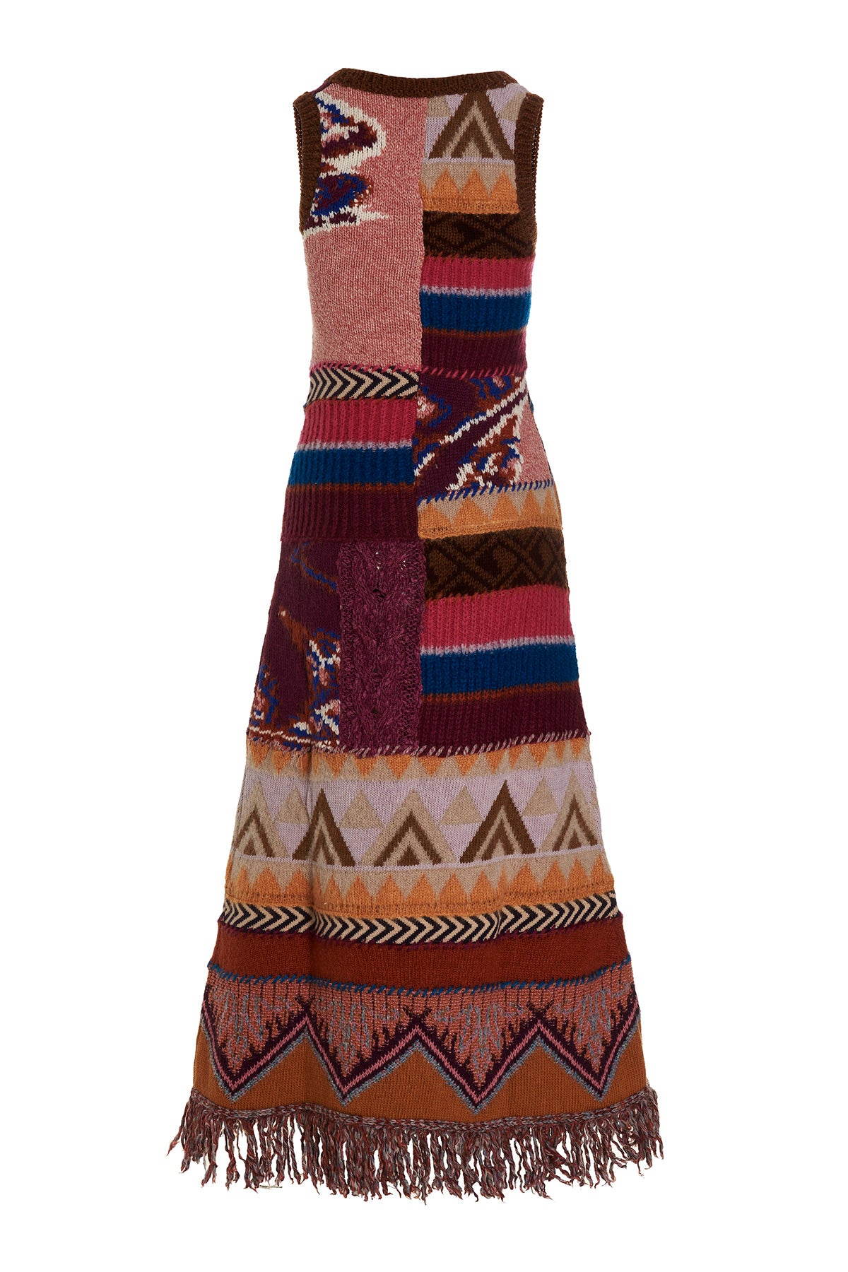 elena long multicolor and multifantasia knit dress