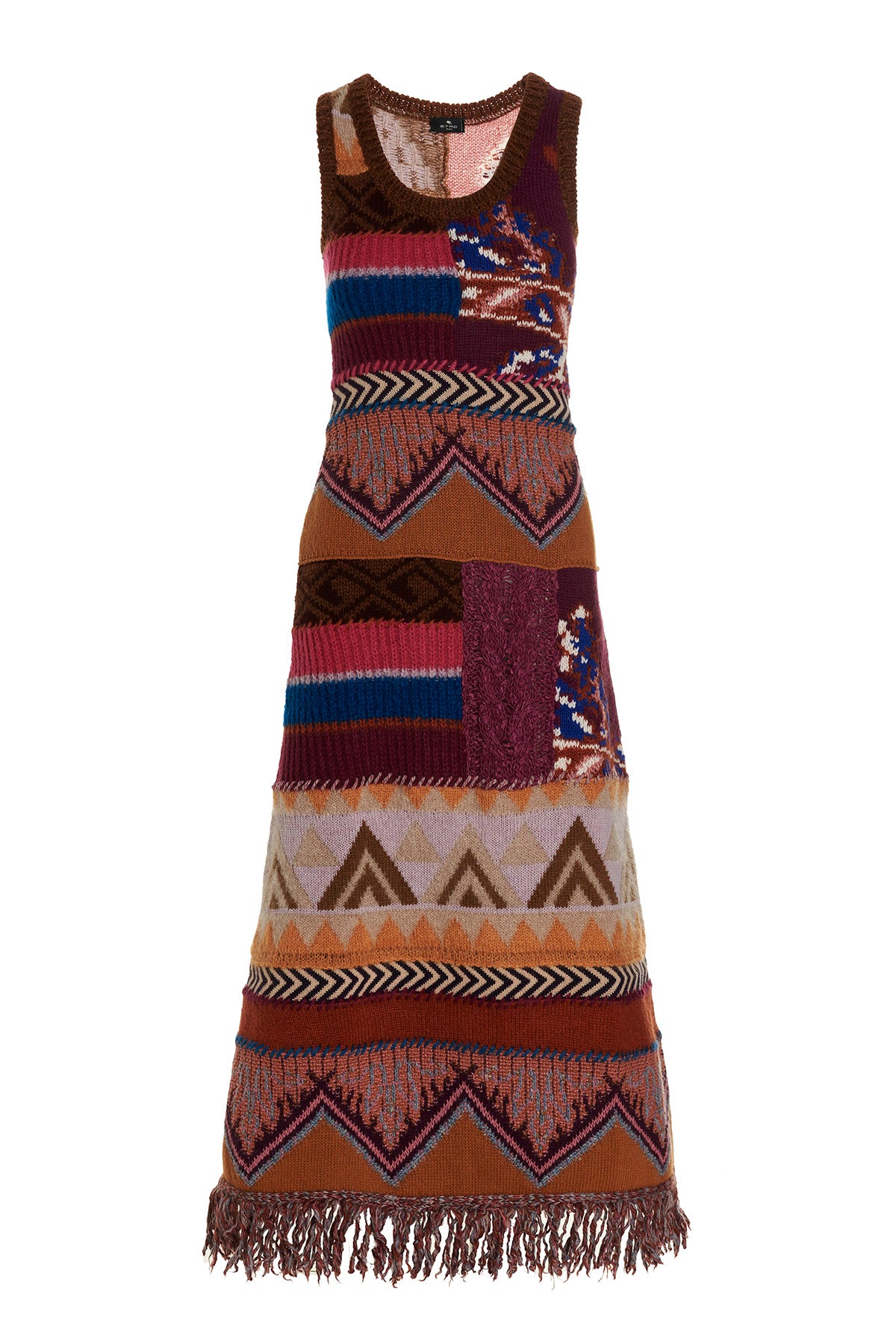 elena long multicolor and multifantasia knit dress