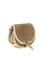 CHLOÉ OS small saddle marcie shoulder bag in suede and shearling