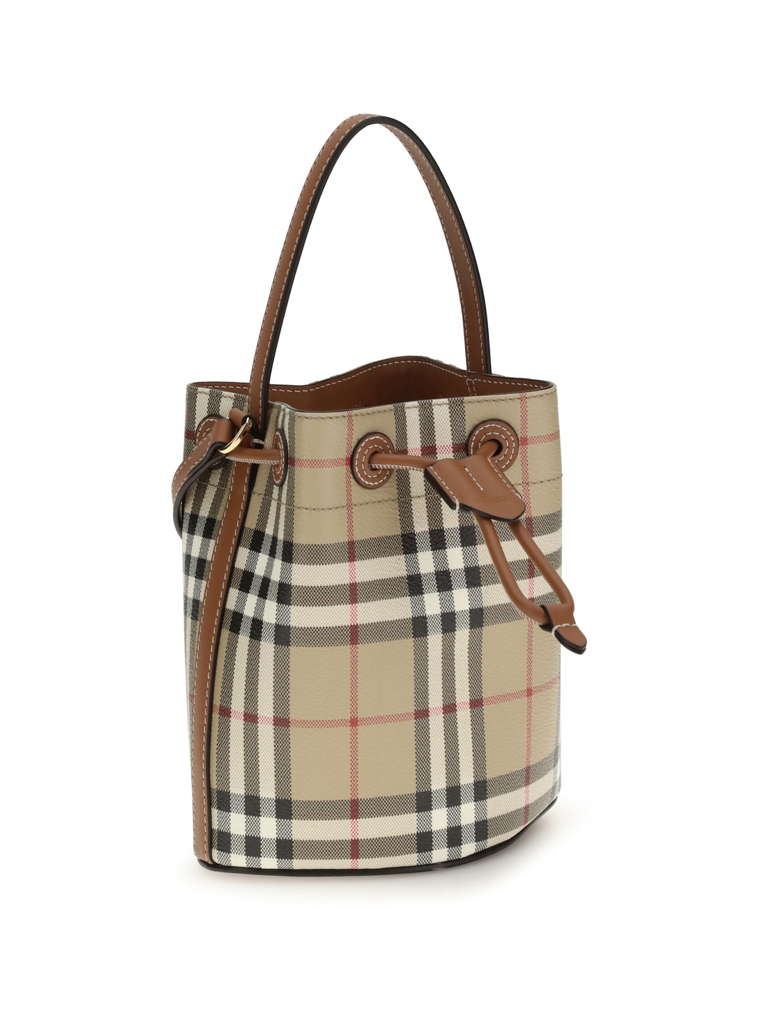 BURBERRY OS check mini bucket bag