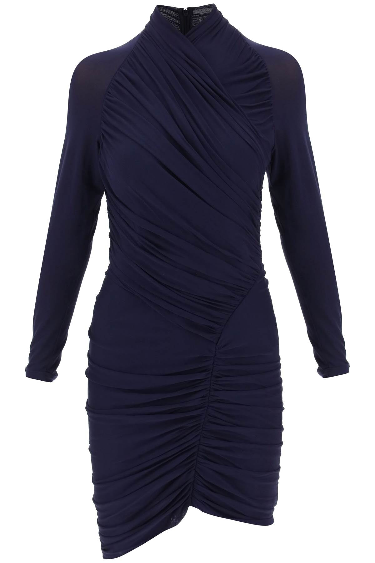 long-sleeved draped mini dress