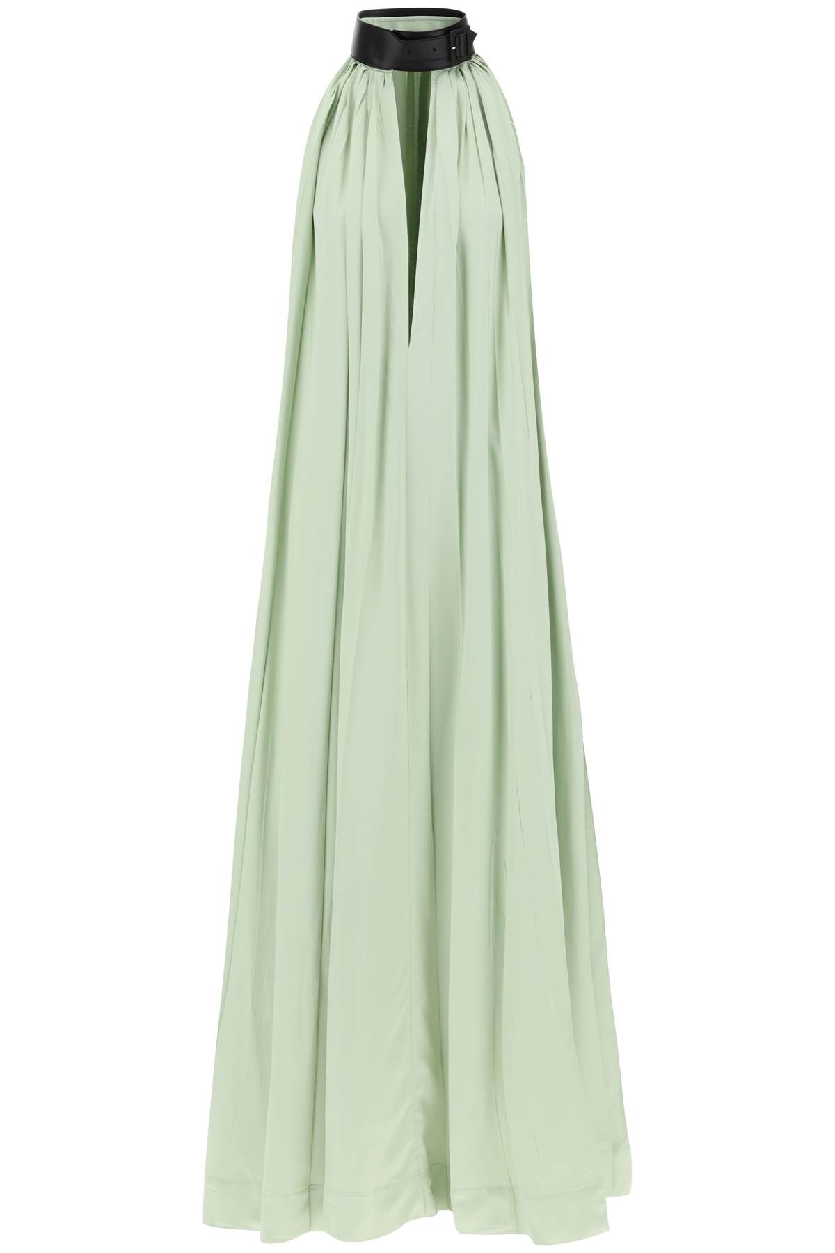 maxi dress with leather buckle detail