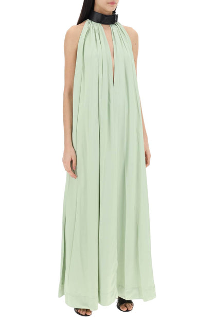 maxi dress with leather buckle detail