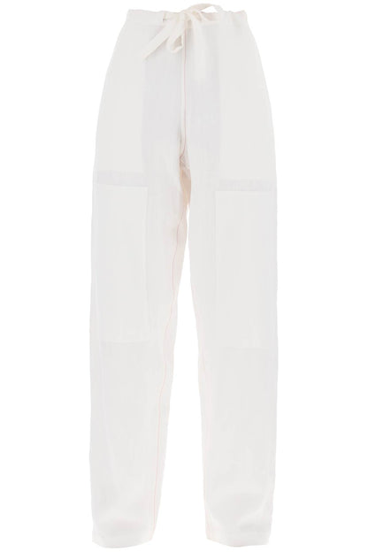 work

linen blend pants with patchwork