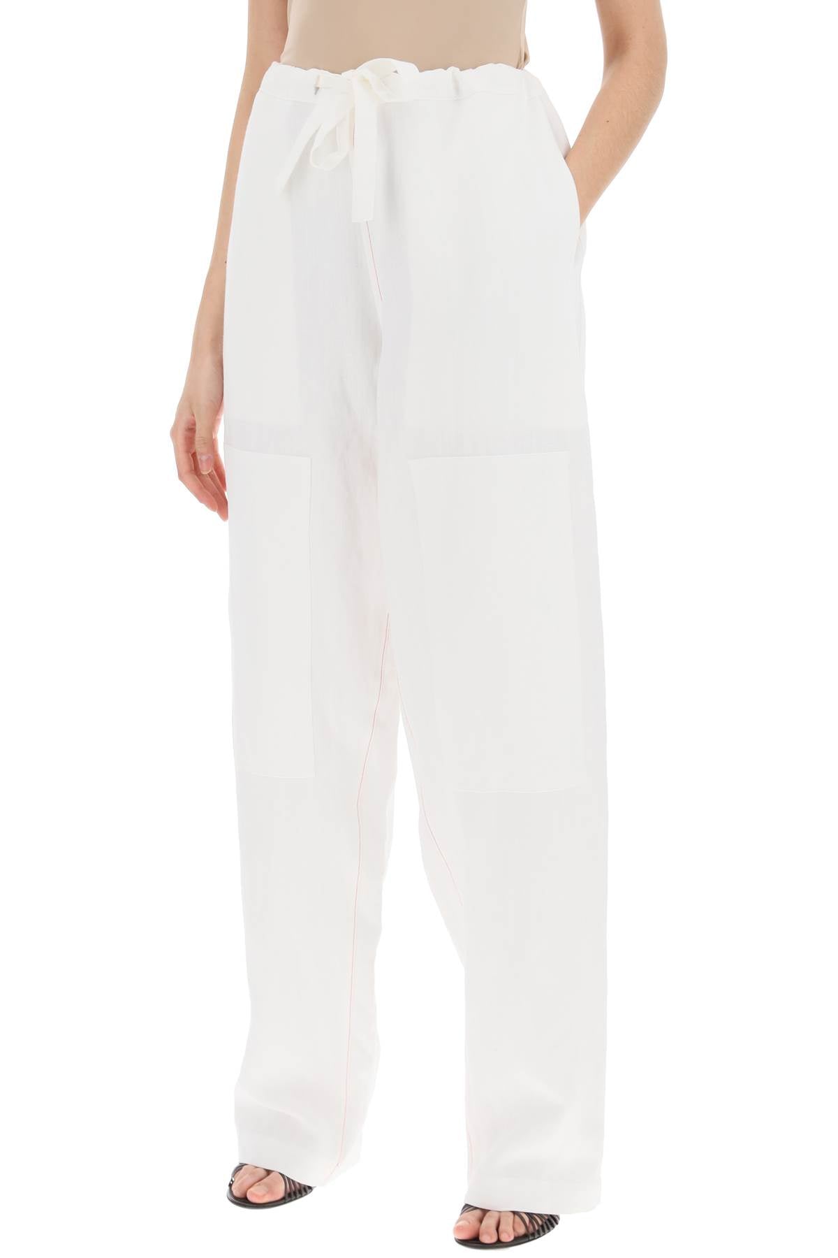 work

linen blend pants with patchwork