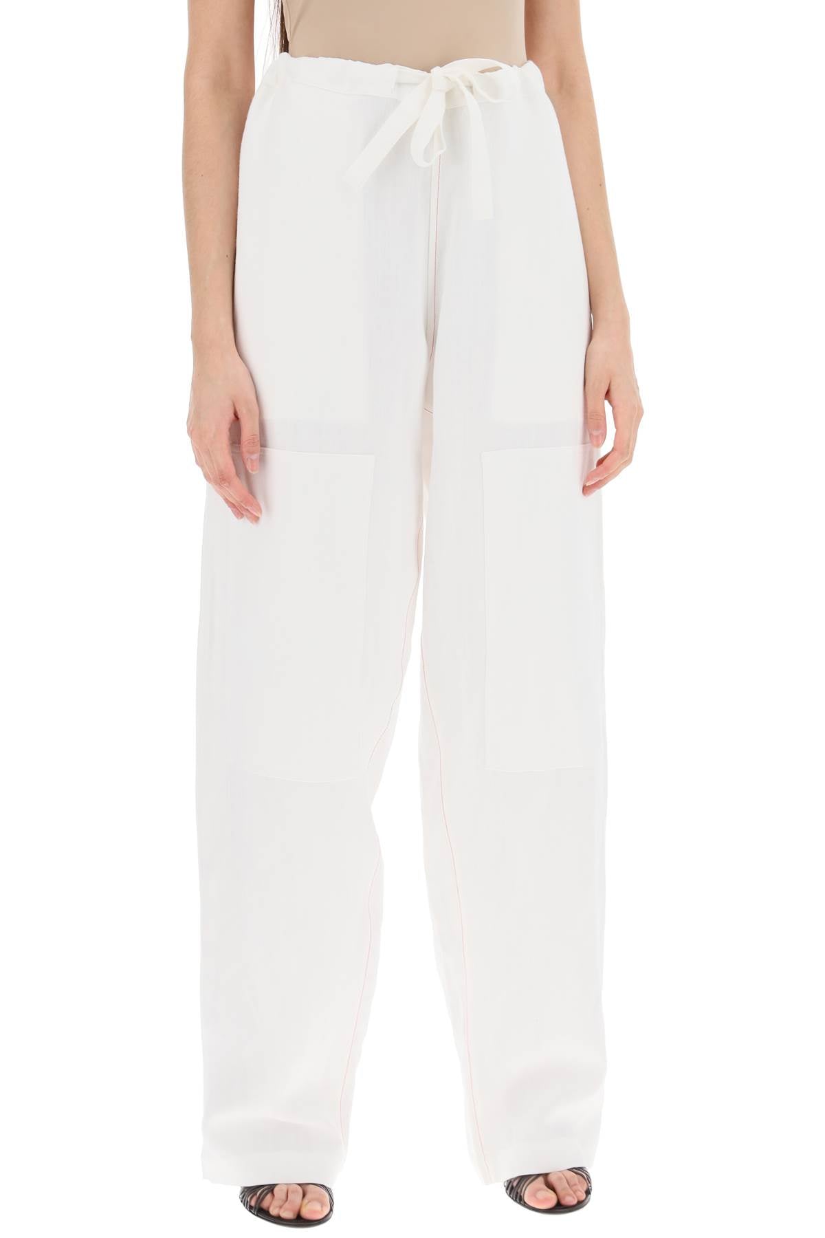 work

linen blend pants with patchwork