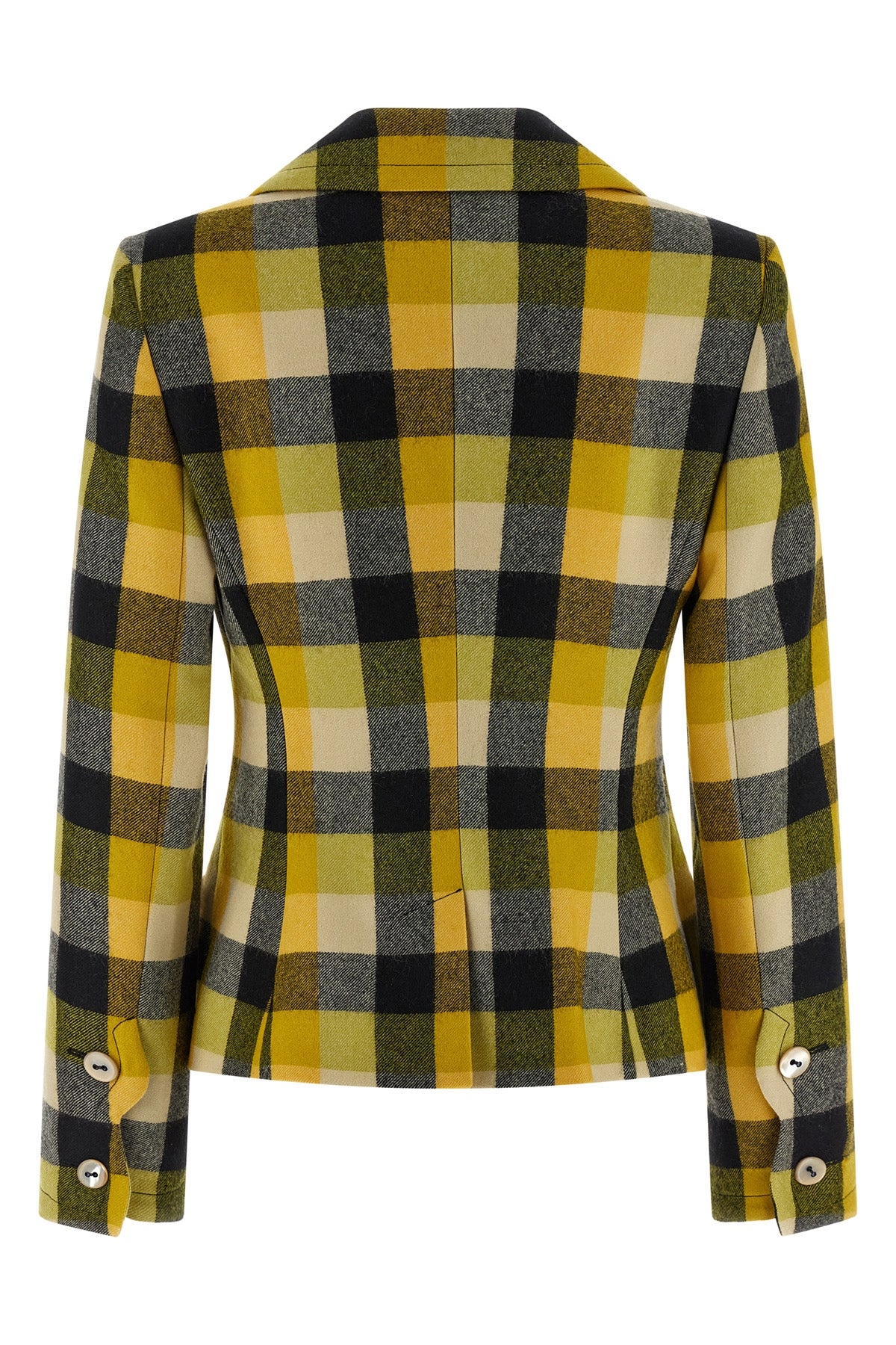 georgia single-breasted wool pixel check blazer