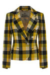 georgia single-breasted wool pixel check blazer