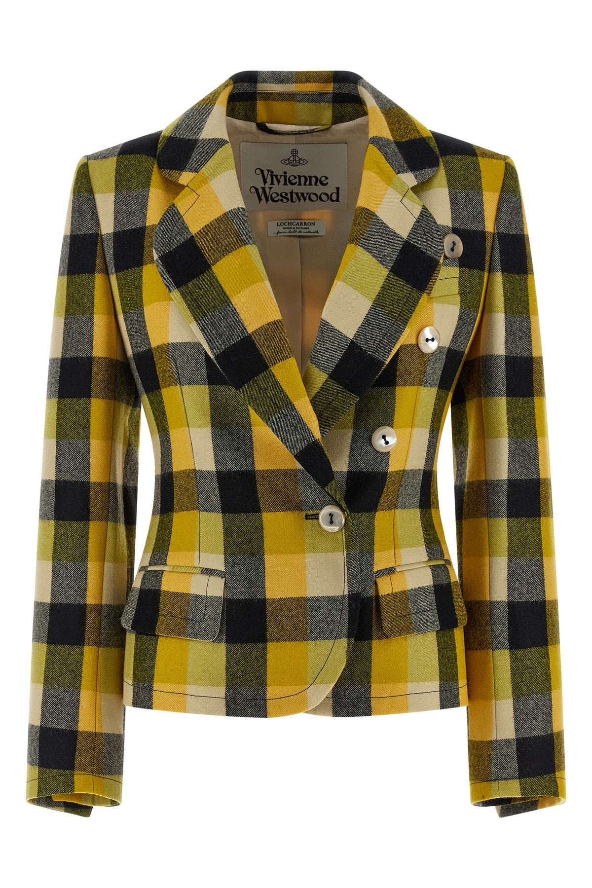 georgia single-breasted wool pixel check blazer