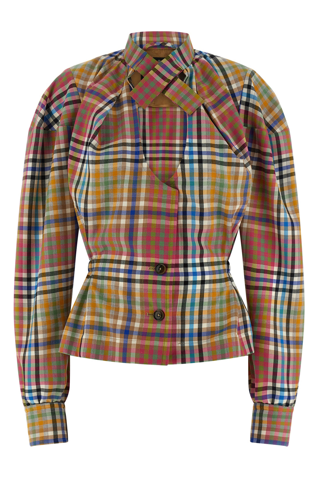 VIVIENNE WESTWOOD 42 vase ensemble lightweight heather check wool blazer jacket