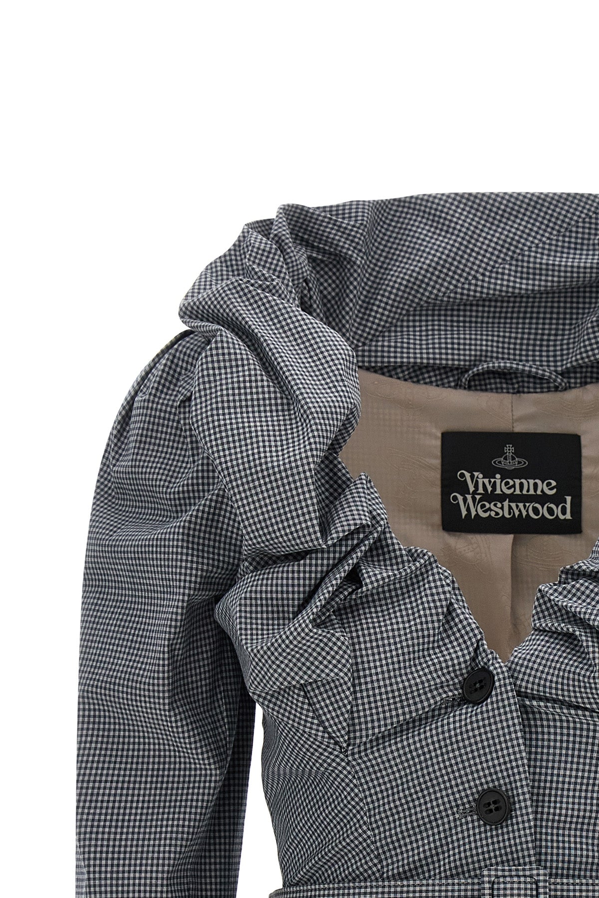 kendall single-breasted blazer in all-over check patterned cotton