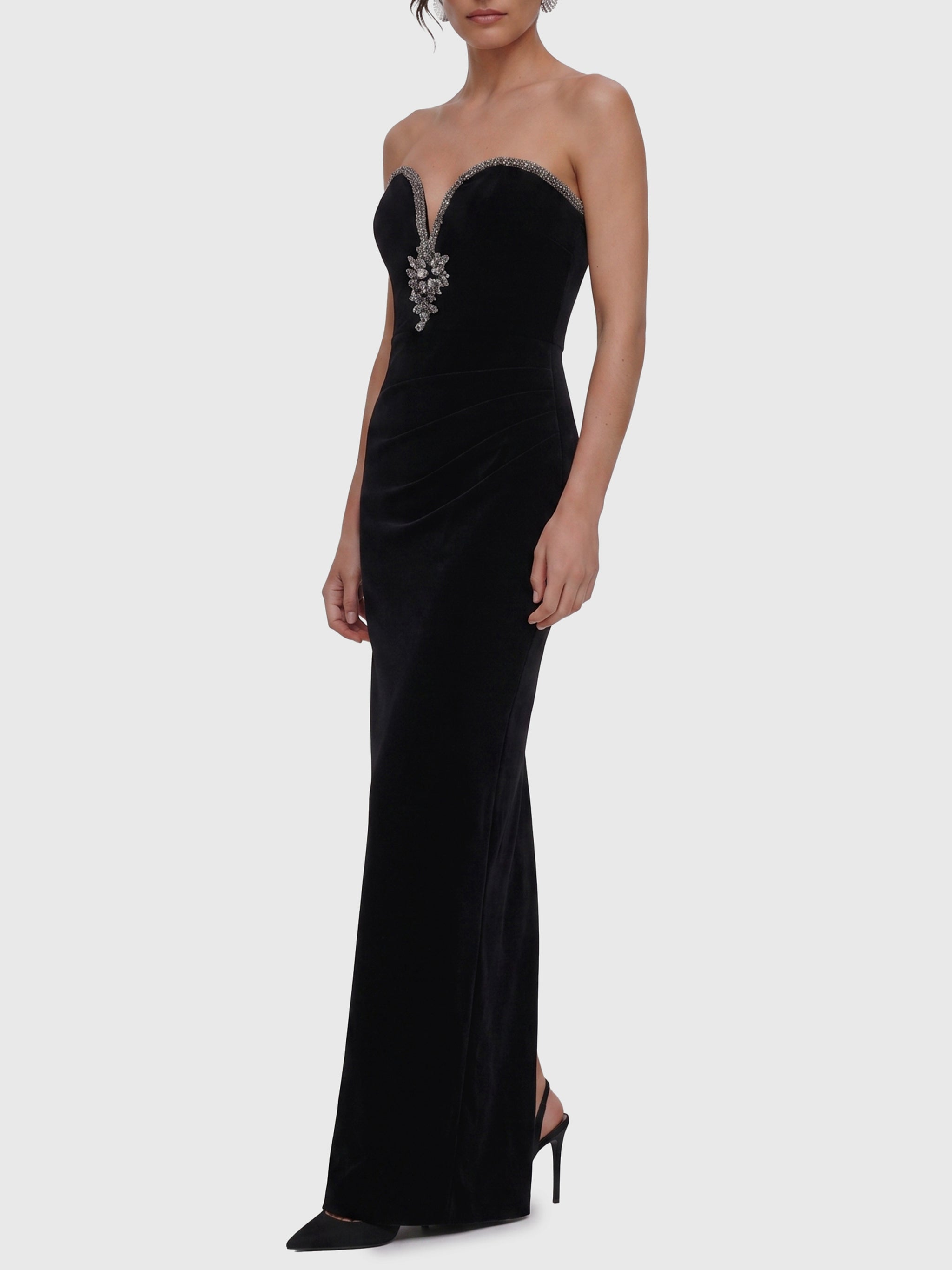 self portrait velvet dress self-portrait - Burgundy Midi Self Portrait Black Velvet Strapless