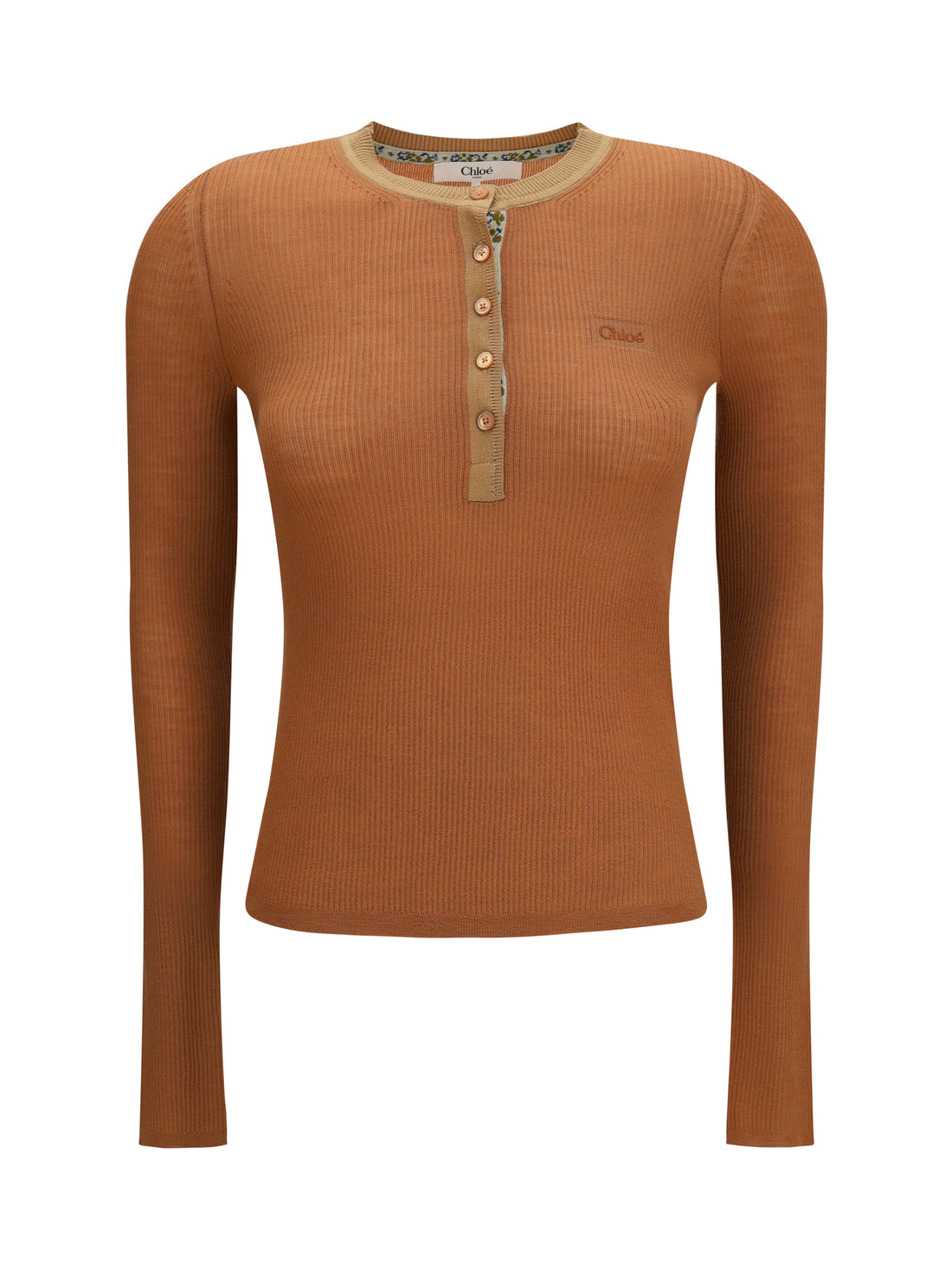 CHLOÉ M ultra-fine wool knit henley top