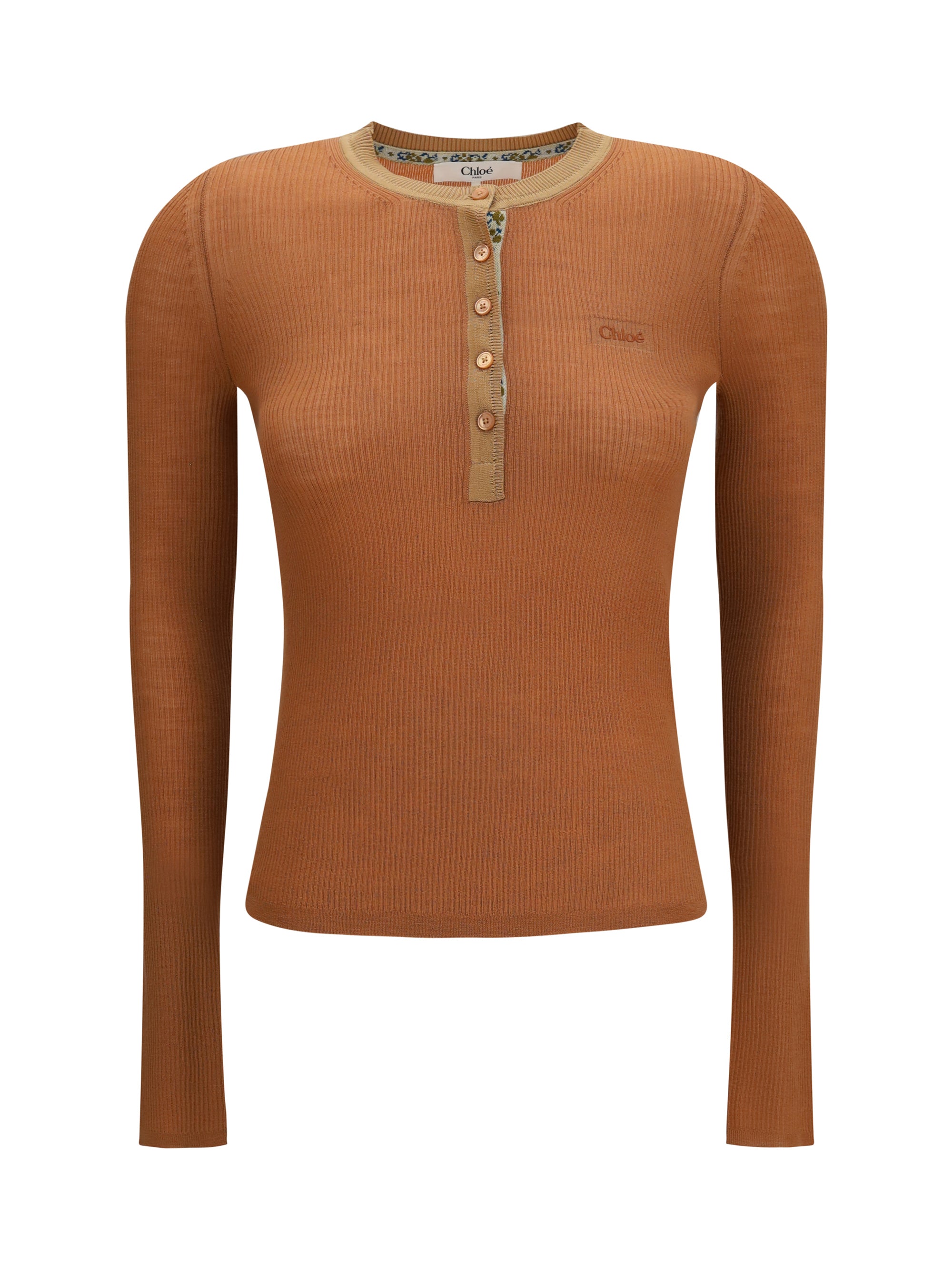 ultra-fine wool knit henley top