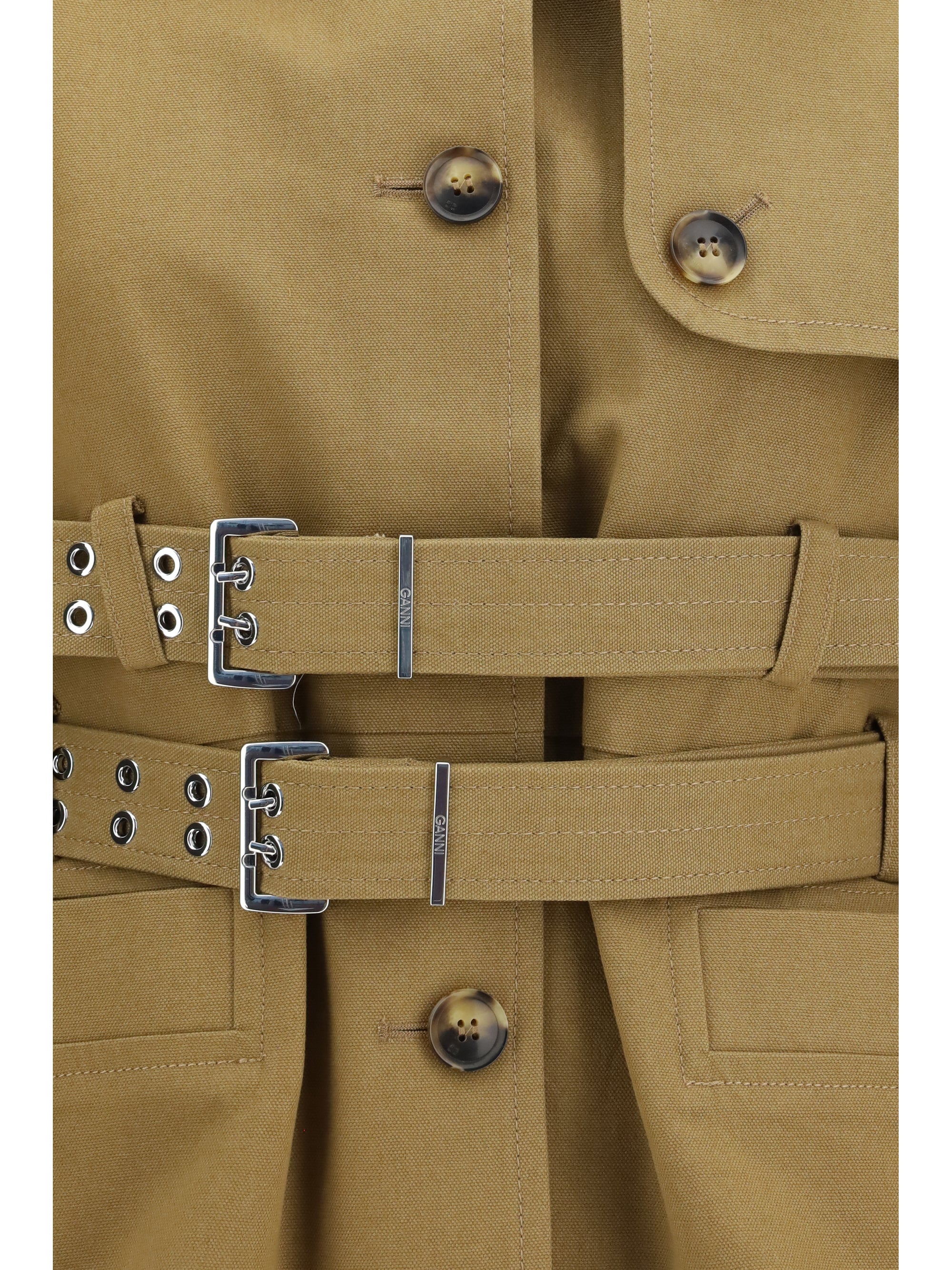 canvas jacket with double belt