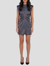 sleeveless short satin dress