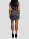 sleeveless short satin dress