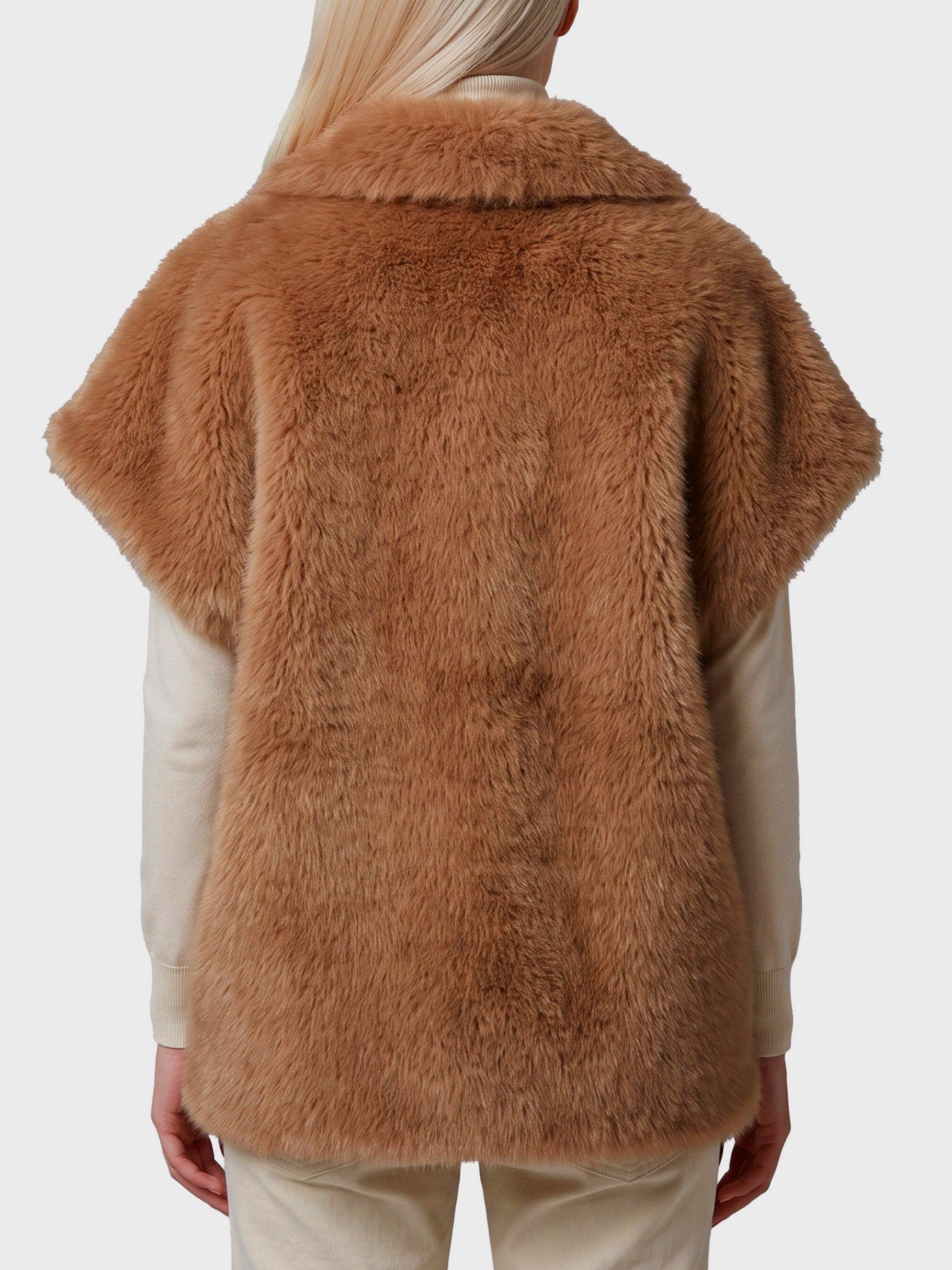 long-hair fur-effect sleeveless vest