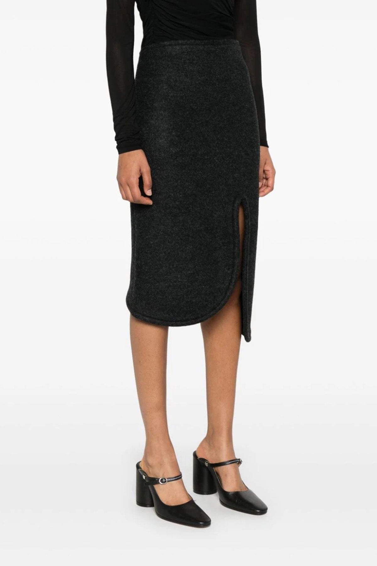 padded tube detail wool skirt