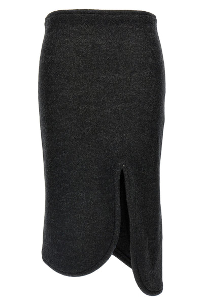 padded tube detail wool skirt