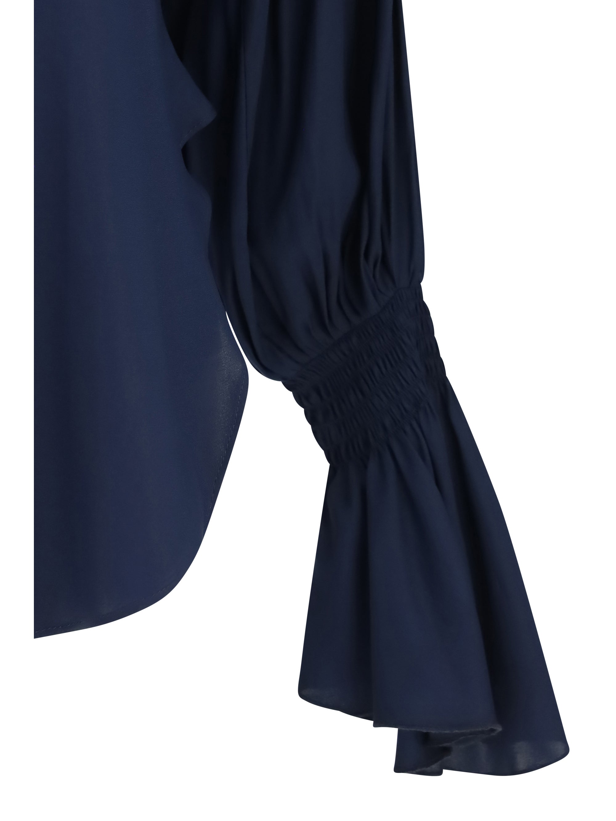 silk-blend shirt with bell sleeves