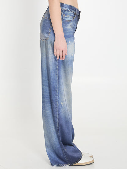 GOLDEN GOOSE 38 printed pants jeans effect 