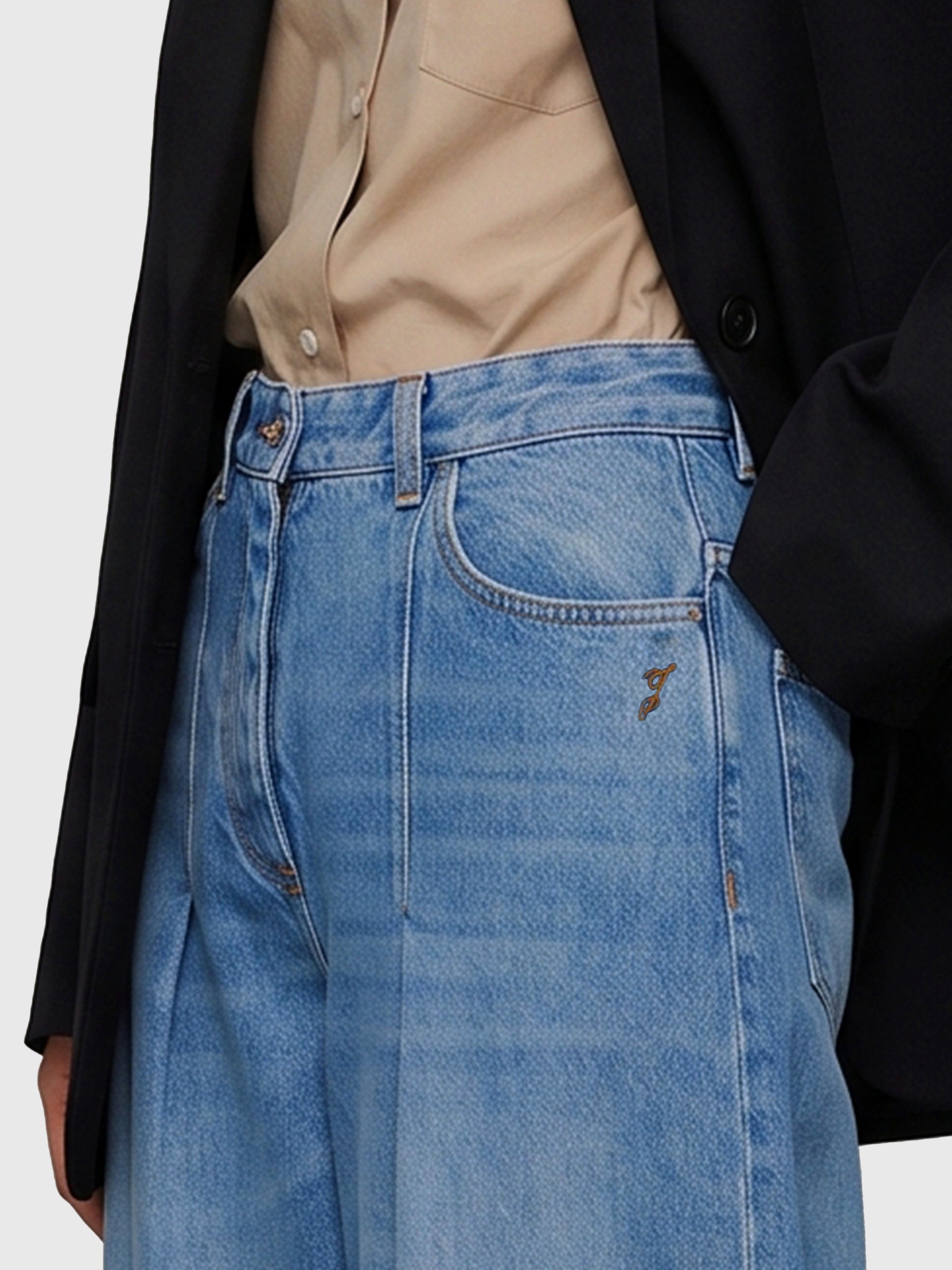 high-waist barrel-leg jeans