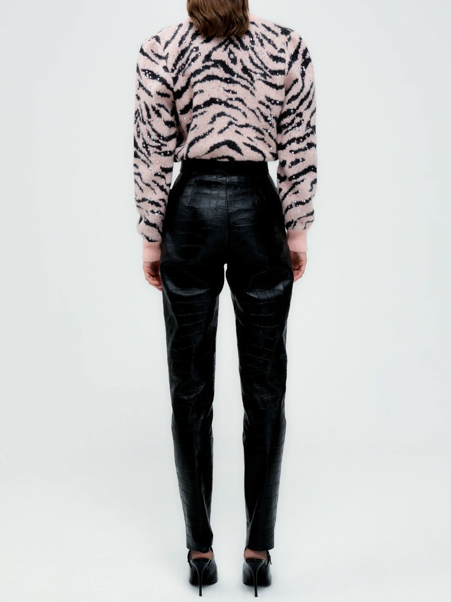 ALESSANDRA RICH 42 zebra pattern knitted cardigan