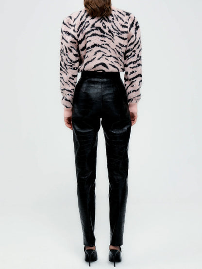 ALESSANDRA RICH 42 zebra pattern knitted cardigan