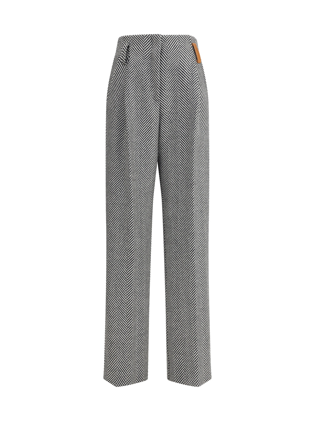 FORTE_FORTE II high-waisted wool trousers with chevron pattern