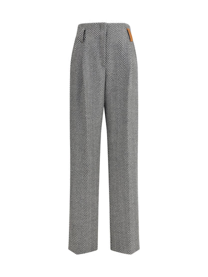 FORTE_FORTE II high-waisted wool trousers with chevron pattern