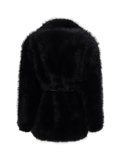 MAX MARA SPORTMAX L furry rosaria belted coat