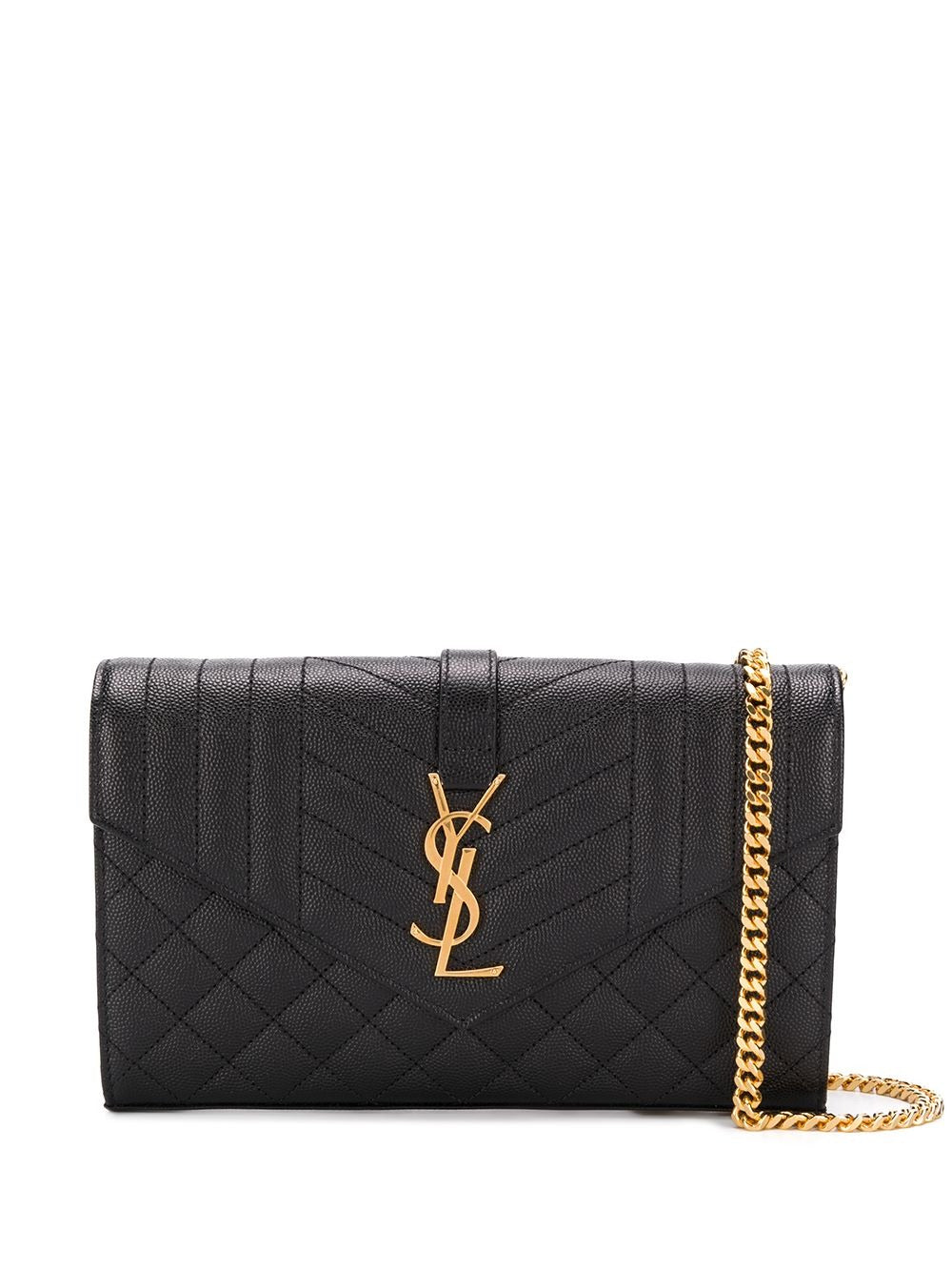 SAINT LAURENT Envelope Quilted Chain Wallet