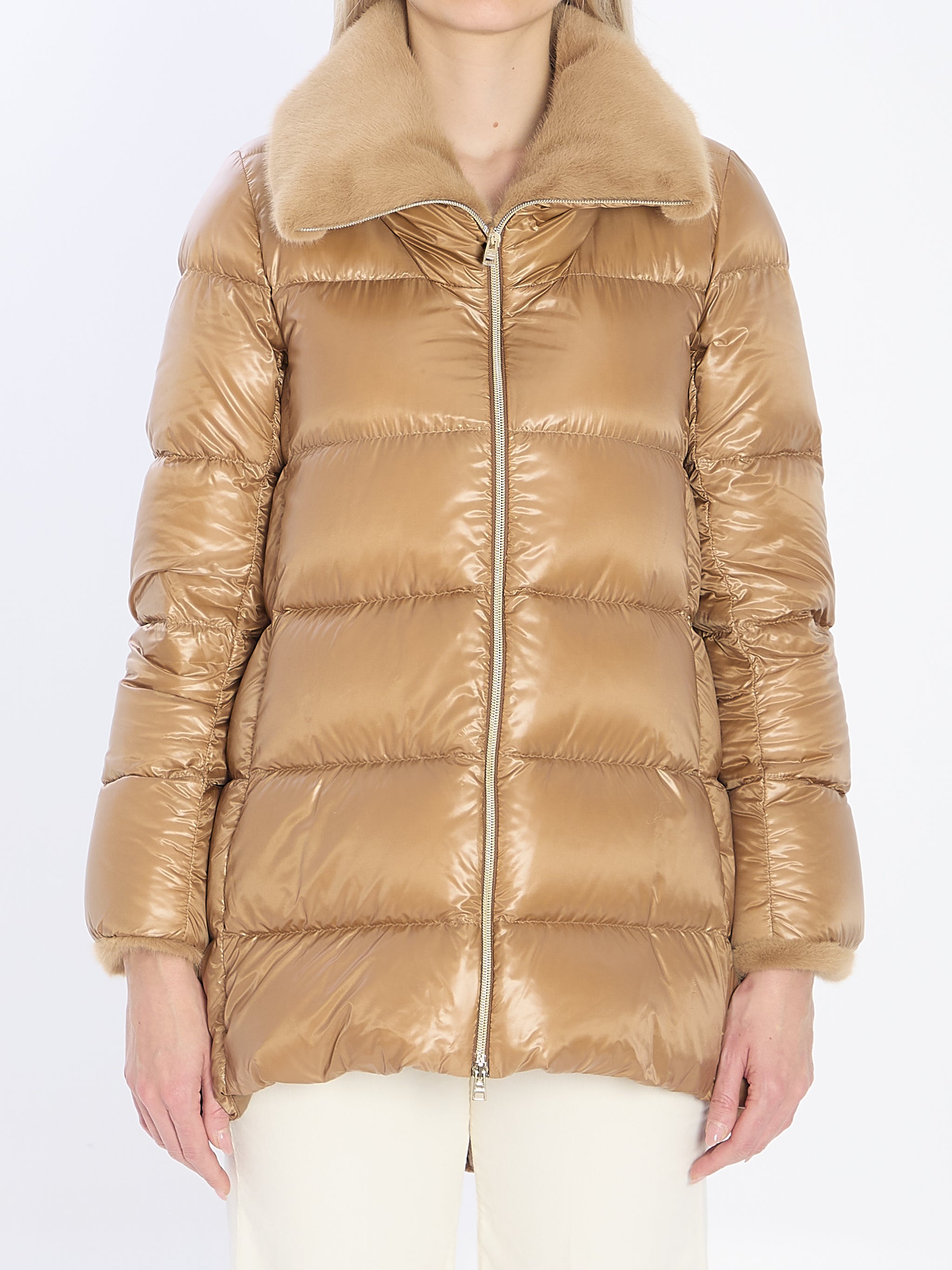 light puffer with collar fur
