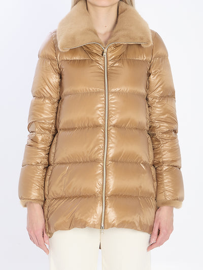 light puffer with collar fur
